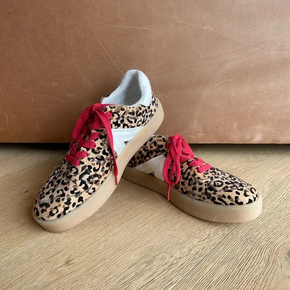 nwot MIA Leopard Print Sneakers Red Laces Gum Sole Casual Street Style 8.5 - Picture 5 of 6